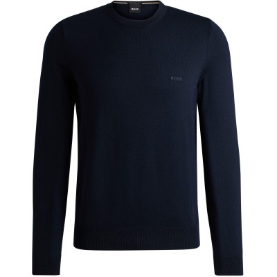 пуловер,мъжки,пуловери,boss,men,s,botto,black,knitted,crew,neck,jumper,dark,blue,404