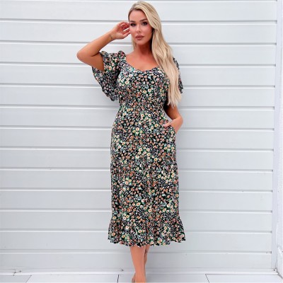 рокля,дамски,поли,и,рокли,ax,paris,multi,ditsy,printed,flutter,sleeve,midi,dress,multi