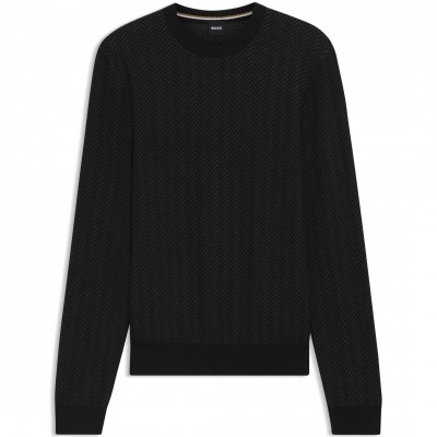 пуловер,мъжки,пуловери,boss,crew,jumper,black,001