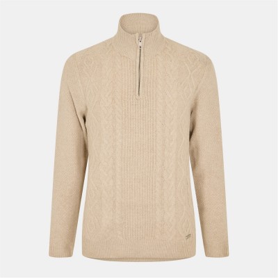 мъжки,пуловер,облекла,на,разпродажба,мъжки,пуловери,threadbare,quarter,zip,cable,knit,jumper,mens,oatmeal,twist