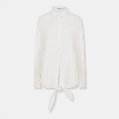 риза,дамски,ризи,good,american,women's,tie,long,sleeve,plain,shirt,white001