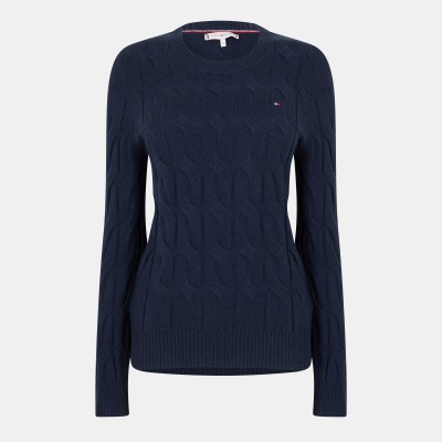 дамски,пуловер,дамски,плетени,дрехи,tommy,hilfiger,women,s,cable,knit,jumper,dark,night,navy