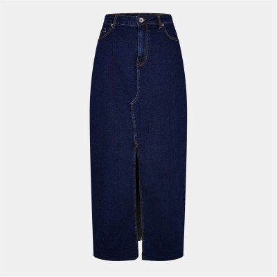 пола,pieces,women's,midi,skirt,dark,blue,denim