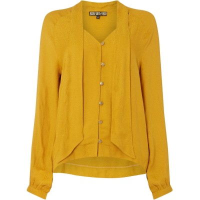 дамски,ризи,biba,leopard,jacquard,pussybow,blouse,yellow