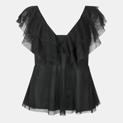 ted,baker,women,s,waterfall,neck,puff,sleeve,top,black