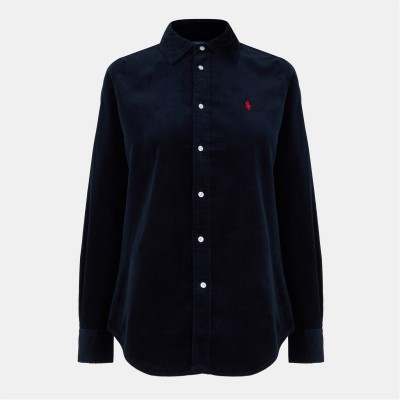 риза,дамски,ризи,polo,ralph,lauren,women's,cord,long,sleeve,plain,shirt,navy