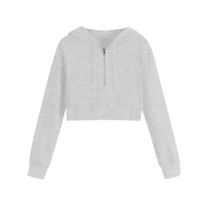суичър,дамски,горнища,с,качулка,miso,women's,cropped,hoodie,grey