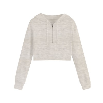 суичър,дамски,горнища,с,качулка,miso,women's,cropped,hoodie,oatmeal