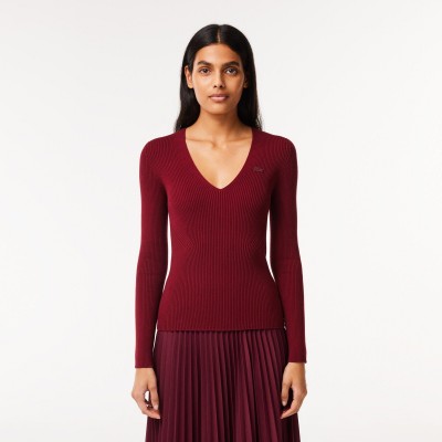 дамски,пуловер,дамски,плетени,дрехи,lacoste,women,s,seamless,ribbed,crew,neck,jumper,zin