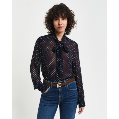 дамски,ризи,gant,reg,dot,print,bow,blouse,evening,bl,evening,blue