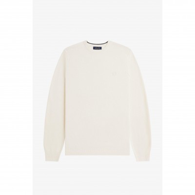 пуловер,мъжки,пуловери,fred,perry,men,s,pique,crew,neck,jumper,ecru,560