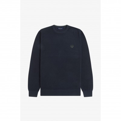 пуловер,мъжки,пуловери,fred,perry,men,s,pique,crew,neck,jumper,navy,608