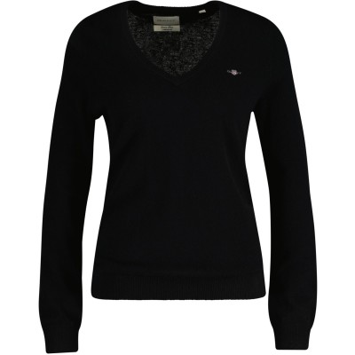 дамски,плетени,дрехи,gant,extrafine,lambswool,v,neck,cream,s,black