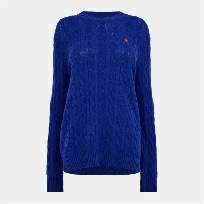 пуловер,дамски,плетени,дрехи,polo,ralph,lauren,women's,cable,oversized,crew,neck,jumper,midnight,cobalt
