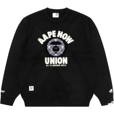 пуловер,мъжки,пуловери,aape,men's,moonface,logo,knitted,crew,neck,jumper,black