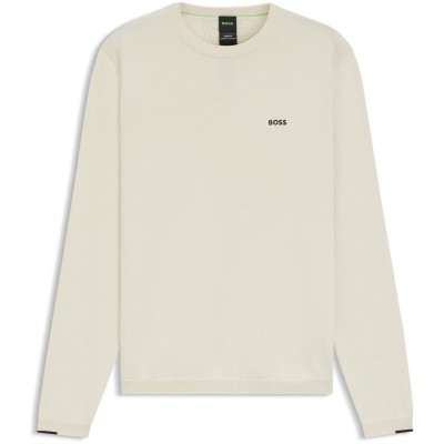 пуловер,мъжки,пуловери,boss,logo,crewneck,jumper,open,white,131