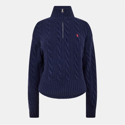 пуловер,дамски,плетени,дрехи,polo,ralph,lauren,women's,cable,crew,neck,jumper,hunter,navy