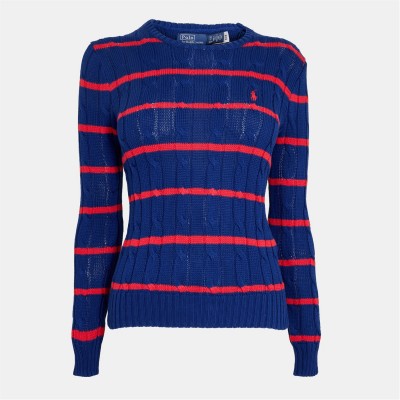 пуловер,дамски,плетени,дрехи,polo,ralph,lauren,women's,cable,stripe,crew,neck,jumper,mid,col,stripe