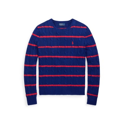 пуловер,дамски,плетени,дрехи,polo,ralph,lauren,women's,cable,stripe,crew,neck,jumper,mid,col,stripe