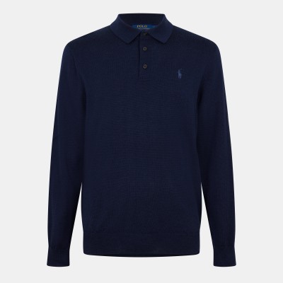 пуловер,мъжки,пуловери,polo,ralph,lauren,men,s,merino,crew,neck,jumper,hunter,navy