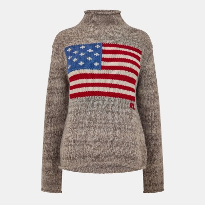 дамски,пуловер,дамски,плетени,дрехи,polo,ralph,lauren,women,s,flag,knitted,crew,neck,jumper,natural,multi