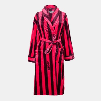 дамска,рокля,дамски,пижами,dkny,women,s,fluffy,dressing,gown,hot,pink,stripe