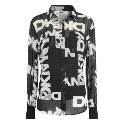 дамска,риза,с,дълъг,ръкав,dkny,women,s,long,sleeve,patterned,shirt,black,ivory