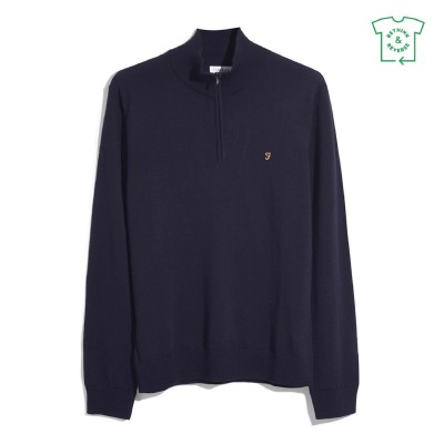 пуловер,мъжки,пуловери,farah,farah,quarter,zip,jumper,sn61,true,navy,412