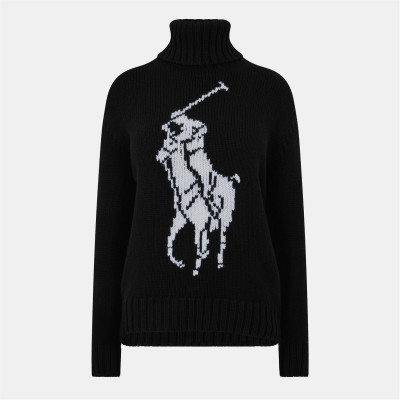 пуловер,дамски,плетени,дрехи,polo,ralph,lauren,women's,pony,knitted,crew,neck,jumper,pblk,aut,crm