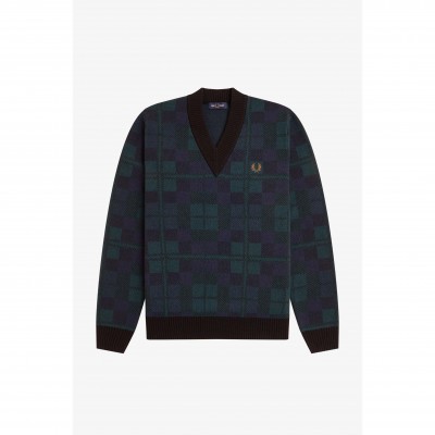 пуловер,мъжки,пуловери,fred,perry,men,s,blackwatch,crew,neck,jumper,blackwatch,37a