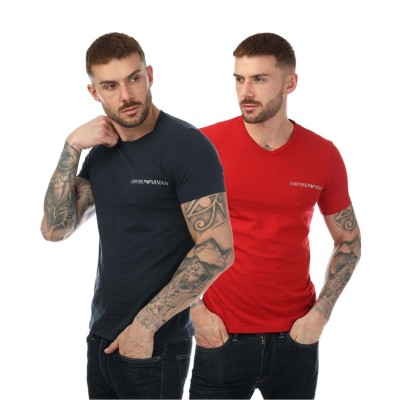 тениска,мъжки,тениски,emporio,armani,2,pack,underwear,logo,t,shirt,red,navy