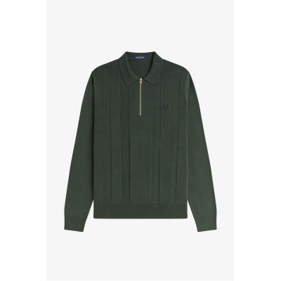 пуловер,мъжки,пуловери,fred,perry,men's,lsknit,zipped,crew,neck,jumper,court,green,x89