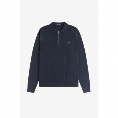пуловер,мъжки,пуловери,fred,perry,men,s,lsknit,zipped,crew,neck,jumper,navy,608