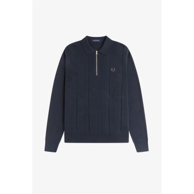 пуловер,мъжки,пуловери,fred,perry,men's,lsknit,zipped,crew,neck,jumper,navy,608