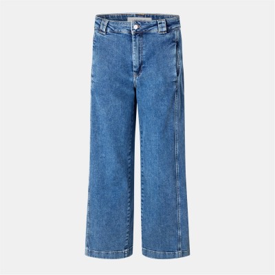 дънки,дамски,дънки,lacoste,women's,high,rise,wide,leg,jeans,medium,blue