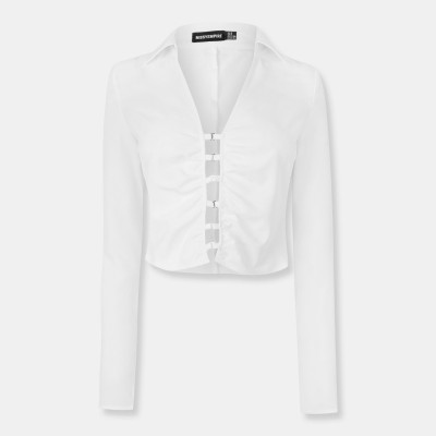missy,empire,structured,fitted,shirt,womens,white