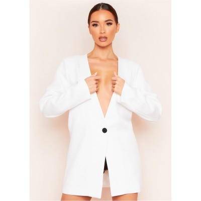 сако,дамски,топове,missy,empire,collarless,longline,oversized,blazer,white
