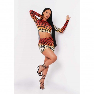 missy,empire,printed,ruched,top,brown