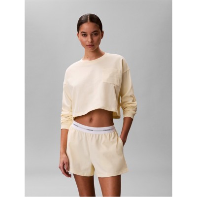 къса,блуза,дамски,топове,calvin,klein,women's,long,sleeve,cropped,crop,top,pear,sorbet