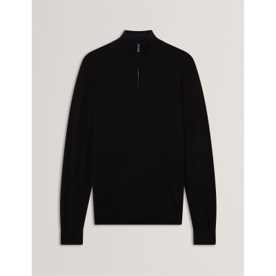 пуловер,мъжки,пуловери,ted,baker,men,s,merino,half,zip,crew,neck,jumper,black