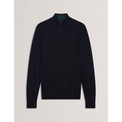 пуловер,мъжки,пуловери,ted,baker,men,s,merino,half,zip,crew,neck,jumper,navy