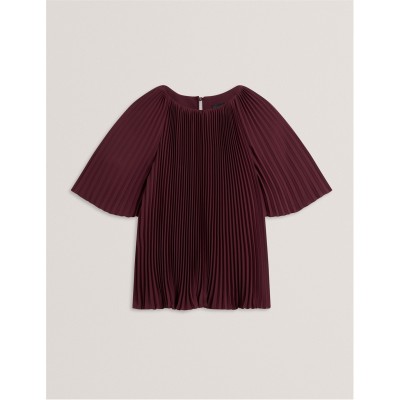 дамски,топове,ted,baker,ted,pleated,ss,top,ld54,oxblood