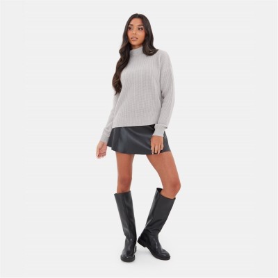 пуловер,дамски,плетени,дрехи,i,saw,it,first,high,neck,knit,jumper,grey