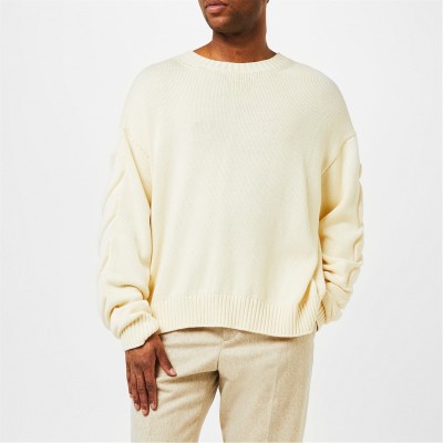 пуловер,облекла,на,разпродажба,мъжки,пуловери,off,white,3d,knit,jumper,beige,6161