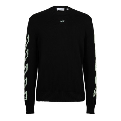 пуловер,мъжки,пуловери,off,white,men's,diagonal,arrow,crew,neck,jumper,black,0001