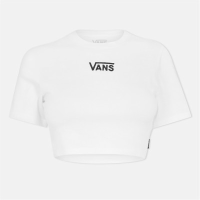 дамска,къса,блуза,дамски,топове,vans,flying,v,crew,crop,ii,white,top,womens,white