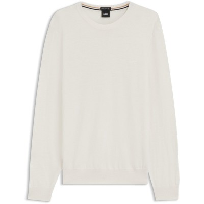 пуловер,мъжки,пуловери,boss,men,s,botto,l,01,black,classic,fit,crew,neck,jumper,open,white,131