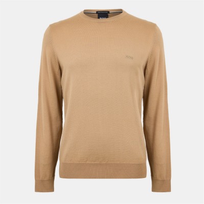 пуловер,мъжки,пуловери,boss,men's,botto,l,01,black,classic,fit,crew,neck,jumper,med,beige,260