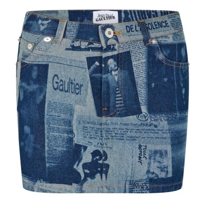 дамска,пола,jean,paul,gaultier,women,s,newspaper,mini,low,rise,denim,skirt,indigo,beige