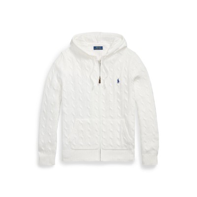 пуловер,мъжки,пуловери,polo,ralph,lauren,mens,cable,knit,cotton,hooded,jumper,white